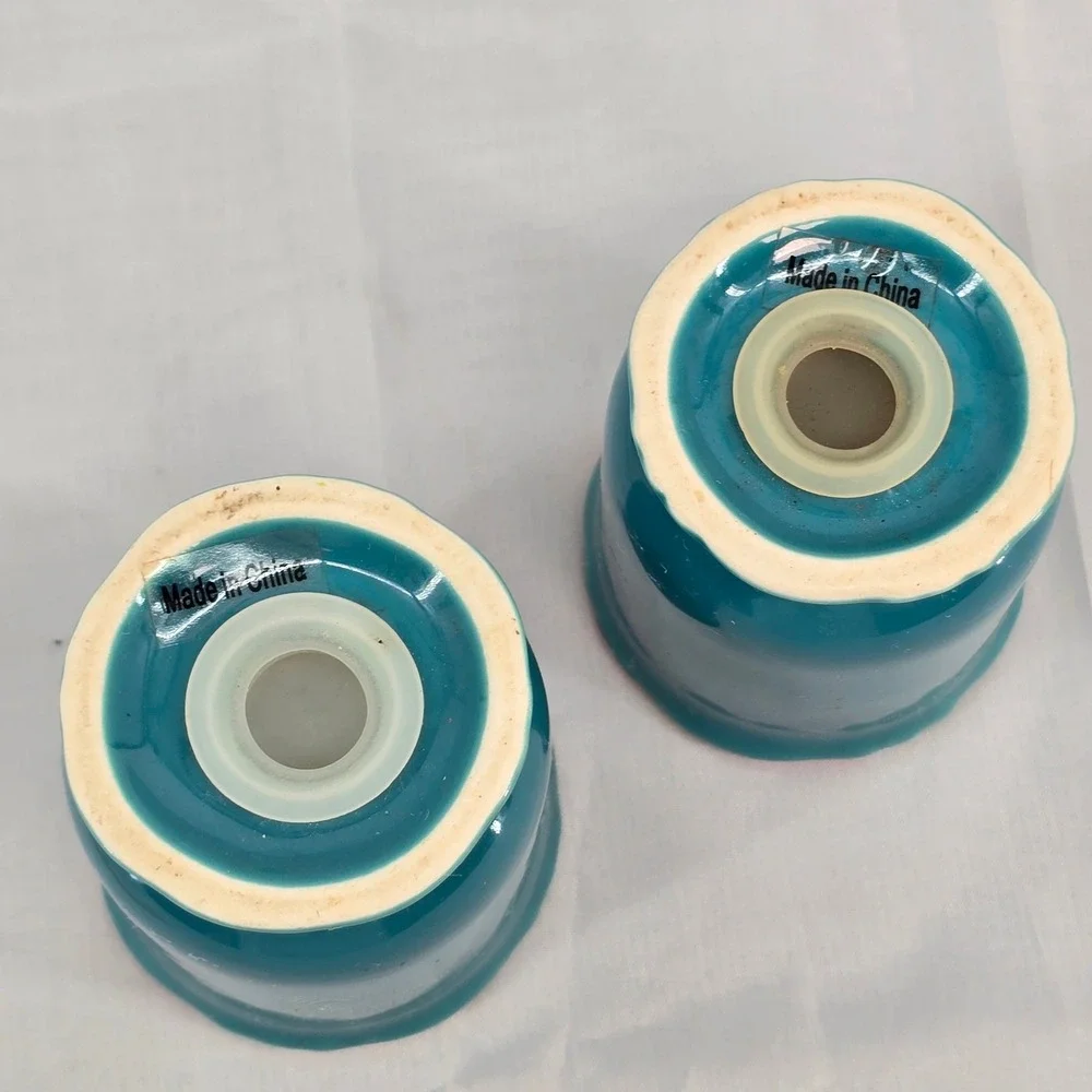 Pioneer Woman Vintage Floral Teal Salt and Pepper Shaker Set Ceramic